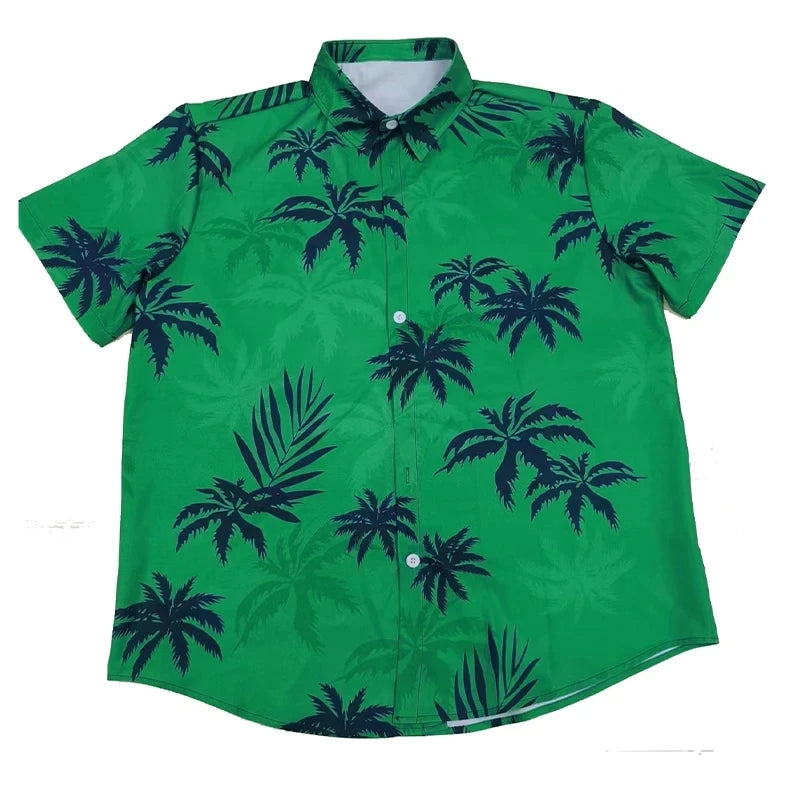 RBB Summer 2025 Men’s Hawaiian Shirt – 3D Animal & Plant Print, Short Sleeve, Beach Style, Plus Size up to 5XL