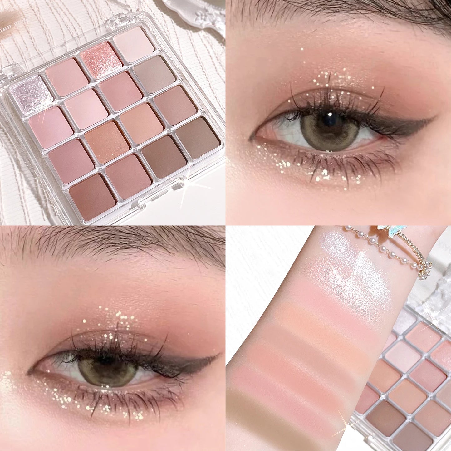 Sixteen-Color Sunset Magic Eye Shadow Palette – Pearlescent & Matte Earth Tones | Korean Makeup Essentials