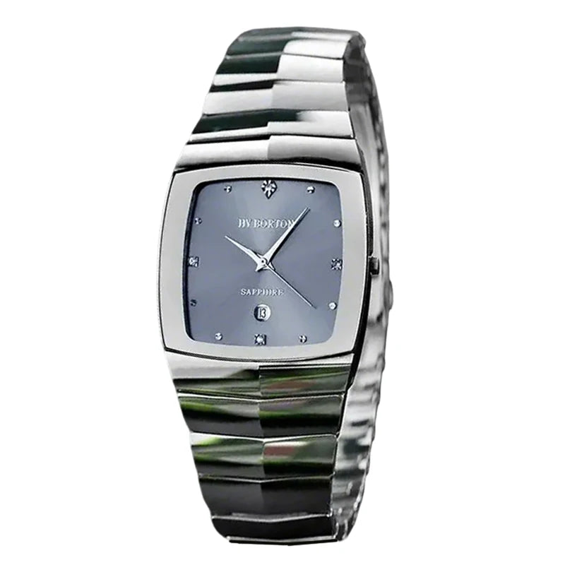 RBB Men's Tungsten Steel Watch – Square Dial, Swiss Ronda Quartz Movement, Sapphire Glass