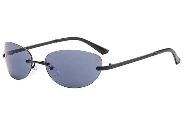 RBB Y2K Oval Rimless Sunglasses – Women’s Fashion Wrap Around Eyewear