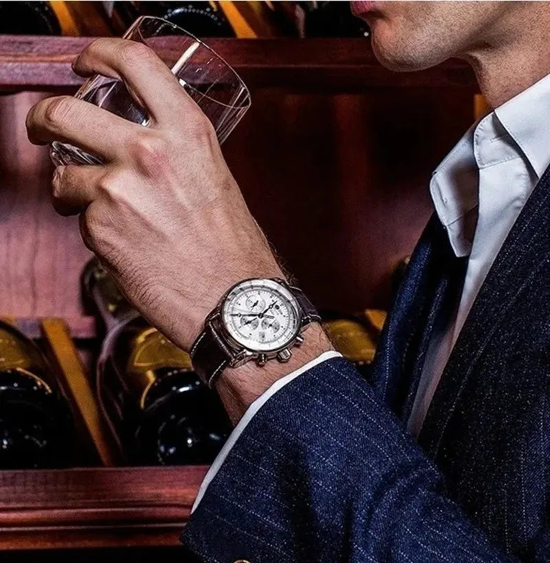 RBB Men's Luxury Quartz Watch – Leather Band, Business & Casual