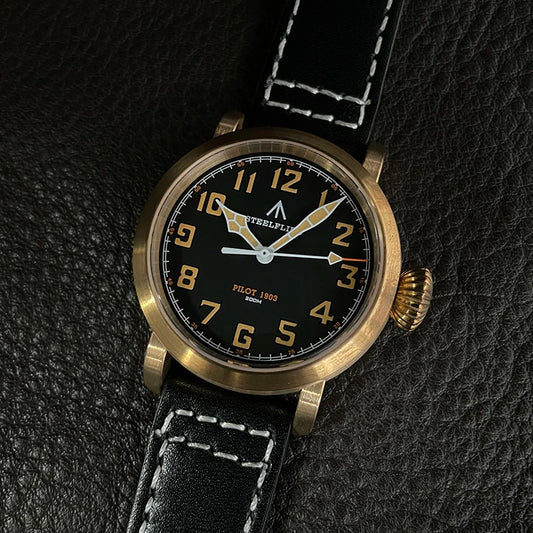 RBB 40mm Men's Bronze Pilot Quartz Wristwatch – 20ATM Waterproof, Luminous, Sapphire