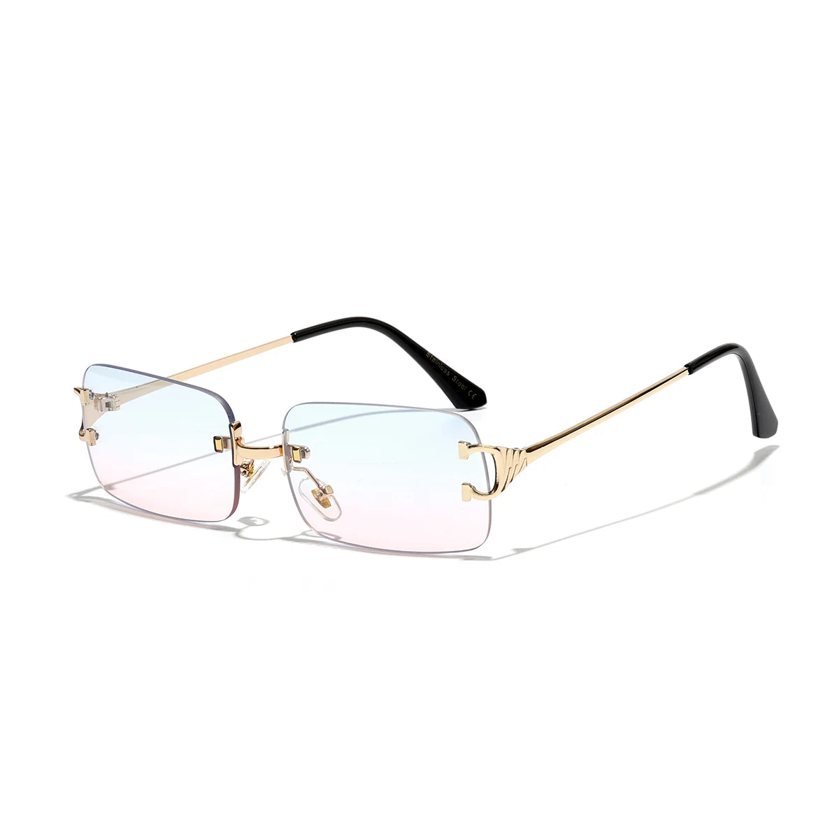 RBB 2025 Rimless Square UV400 Sunglasses – Unisex Designer Outdoor Metal Frame Shades