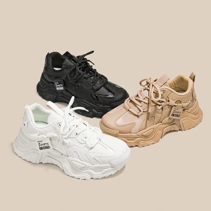 Chunky 2025 Women's Leather Sneakers – Casual Sport Trainers