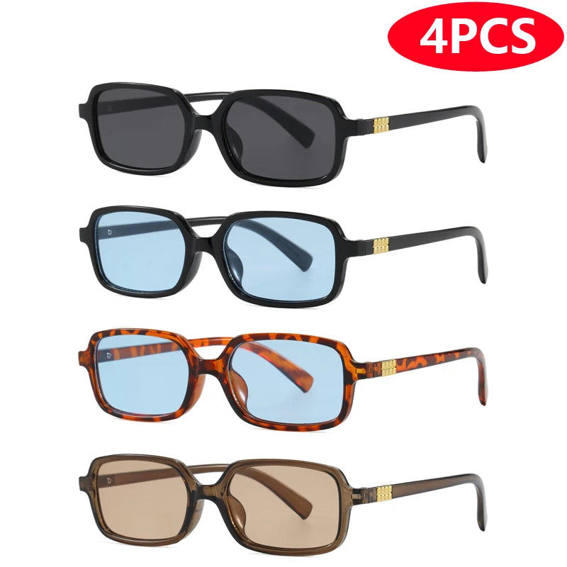 RBB Small Square Sunglasses Set (4pcs/6pcs) – Minimalist Retro UV400 Eyewear for Women & Men