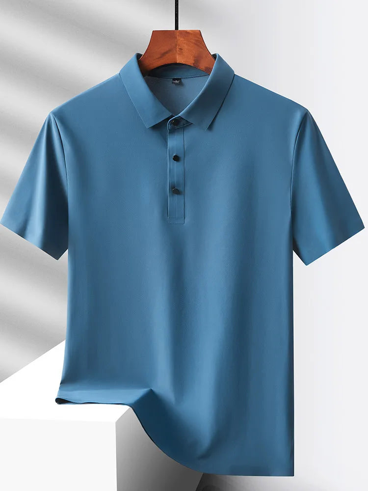 Men's Summer Quick-Dry Ice Silk Short Sleeve T-Shirt — Lightweight Nylon Fabric, Middle-Aged Casual Dad Tee