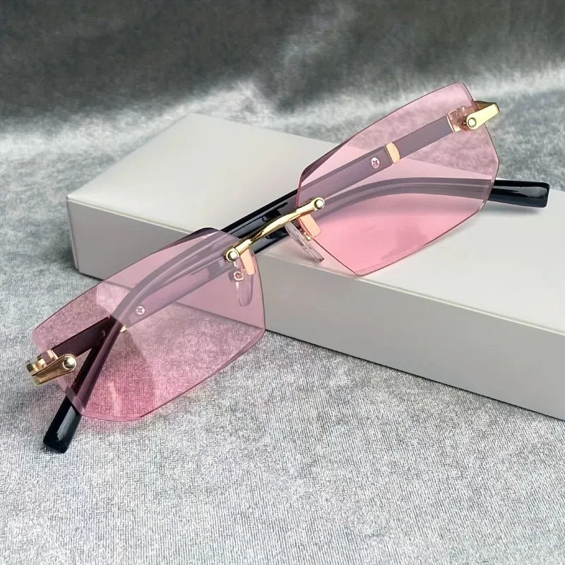RBB Y2K Inspired Rimless Fashion Sunglasses – Unisex Decorative Eyewear for Streetwear, Parties & Holidays
