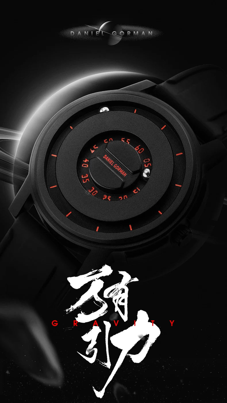 RBB New Men’s Black Stainless Steel Quartz Wristwatch – Magnetic Bead Pointer, Conceptual Dial, Casual Style