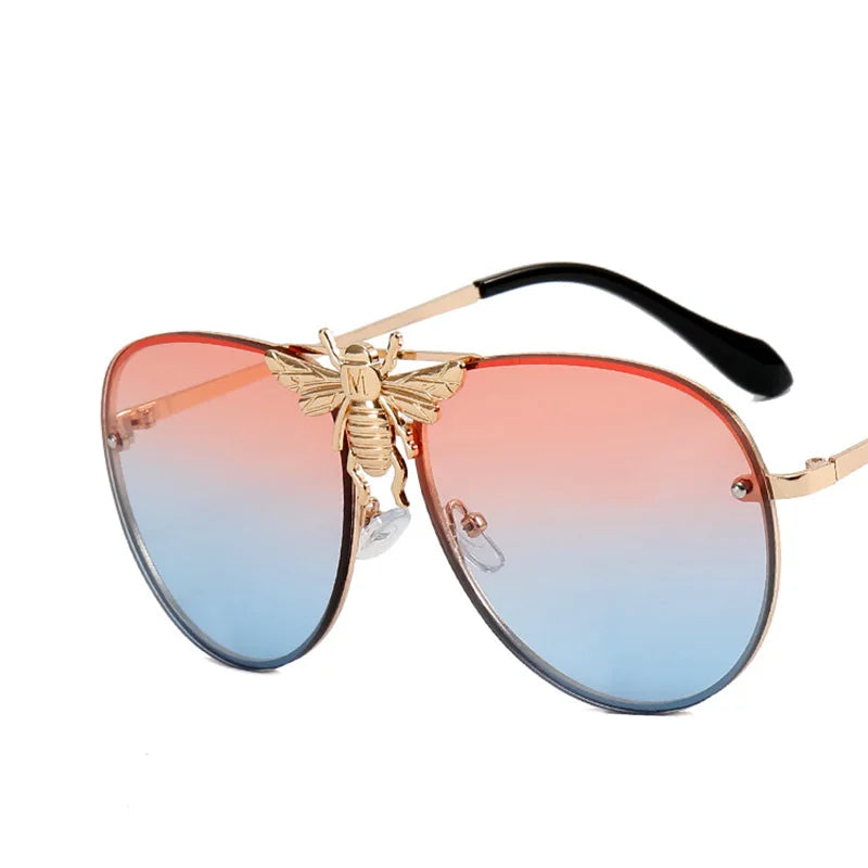 RBB Luxury Classic Bee Vintage Pilot Sunglasses — Stylish retro design with gradient, anti-reflective lenses. Unisex and UV400 protected for everyday wear.