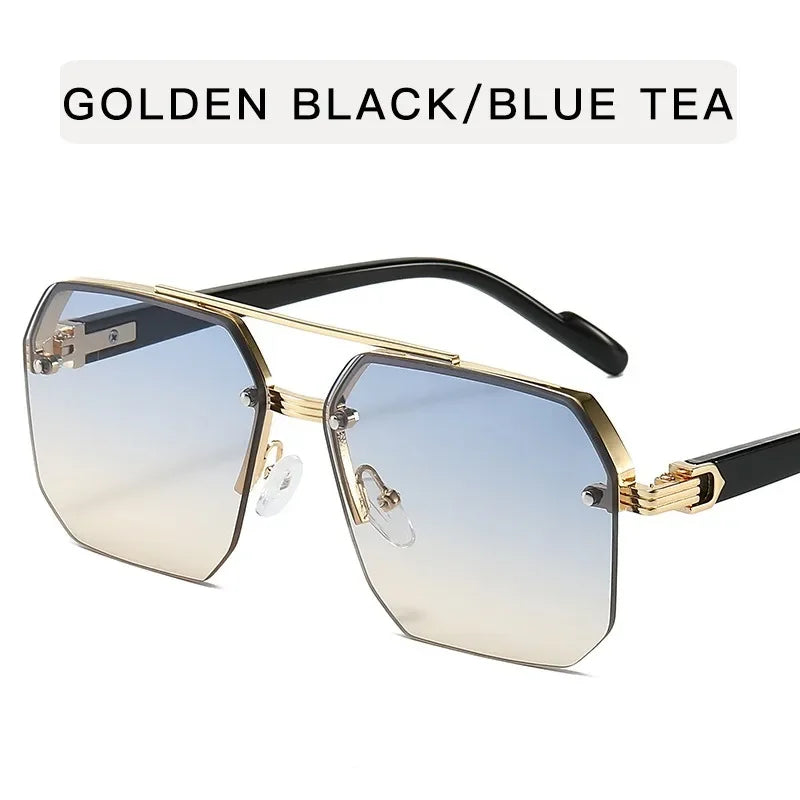 RBB Men's Half-Frame Metal Square Sunglasses – Retro Casual Outdoor Fashion Eyewear