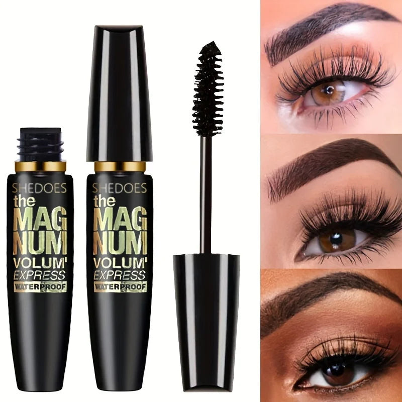 4D Waterproof Black Mascara – Lengthening, Thickening & Curling Fiber Formula