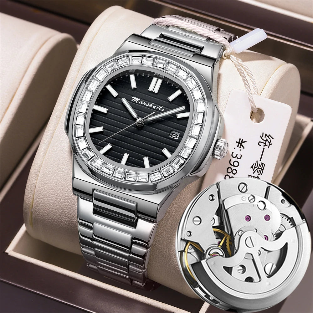 RBB Men's Luxury Business Sports Watch 2024 – Shell Hollow Design Quartz Steel Wristwatch