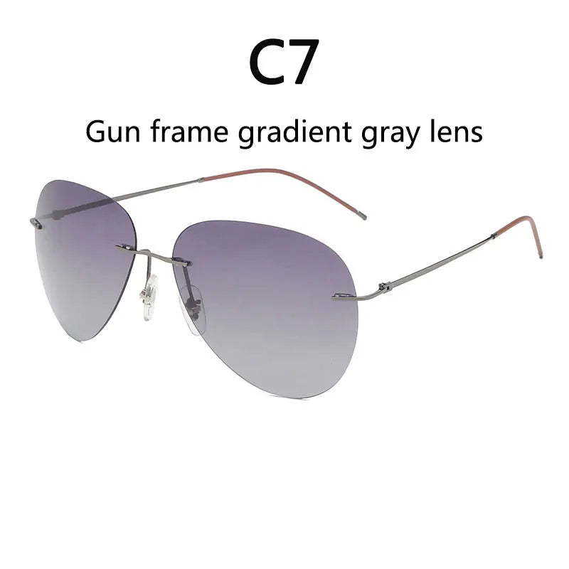 RBB Ultra-Light Frameless Photochromic Sunglasses | Polarized Titanium Goggles for Day & Night Driving & Fishing