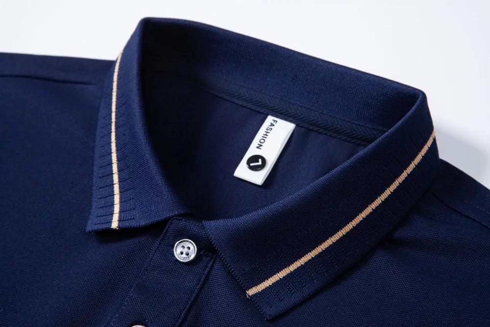 RBB Embroidered Polo Shirt – Men's Summer Casual Micro-Elastic Short Sleeve Top (Button Collar, Plus Size)