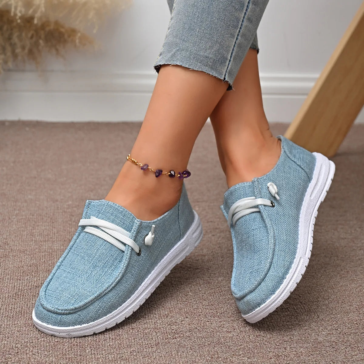 RBB Lightweight Women Canvas Shoes – Casual Sneakers Breathable Loafers with Soft Sole
