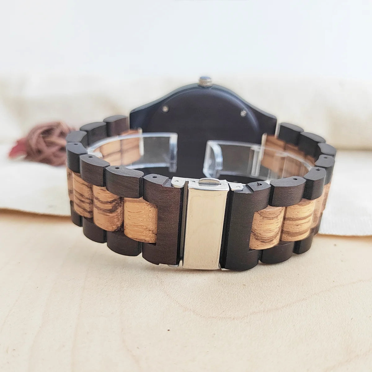 RBB Personalized Wooden Quartz Watch – Unisex Leather Strap, Custom Engraving, Gift-Ready