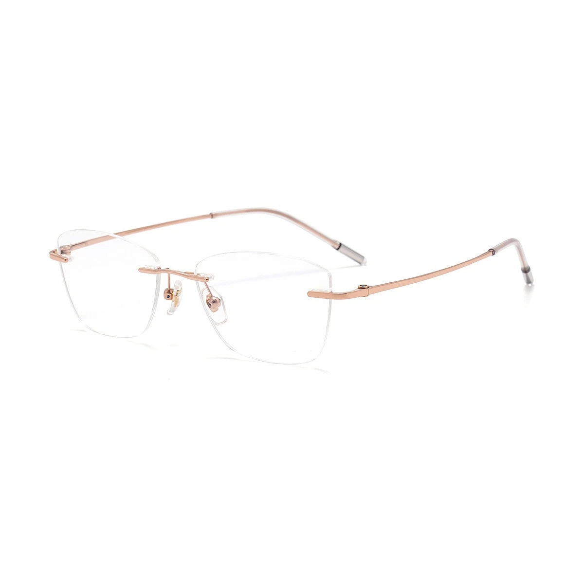RBB Cat-Eye Rimless Optical Eyeglasses – Ultra-Light Pure Titanium Frame for Women