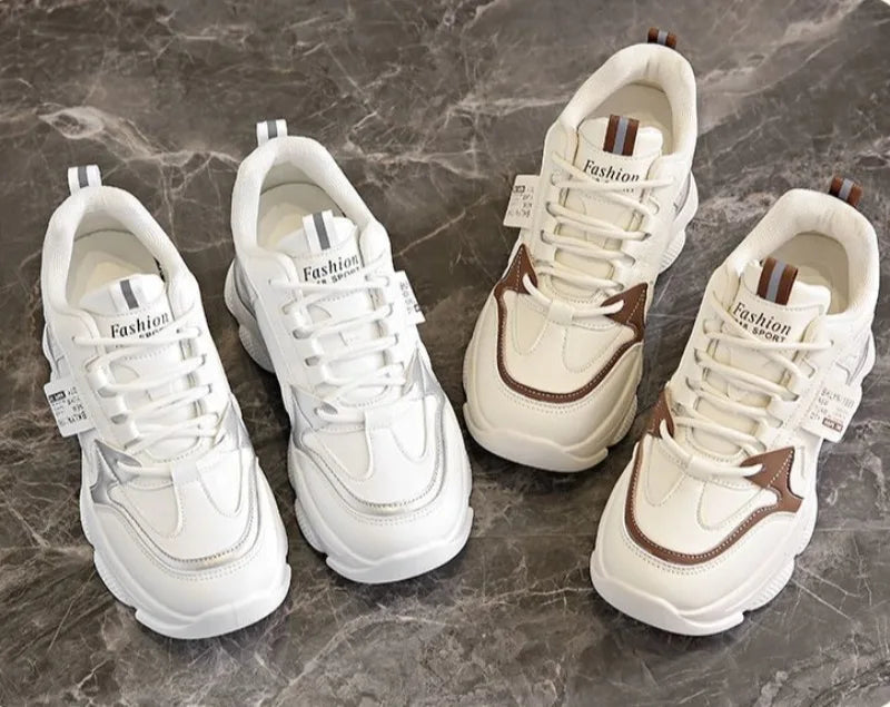 Women’s White Sport Sneakers – Thick Sole, Ultra-Light Platform, Casual & Running Shoes (Spring/Autumn 2025)