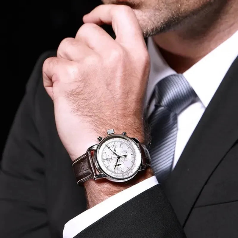 RBB Men’s Luxury Zeppelin Airship Watch – Leather Band, Business Casual Elegance