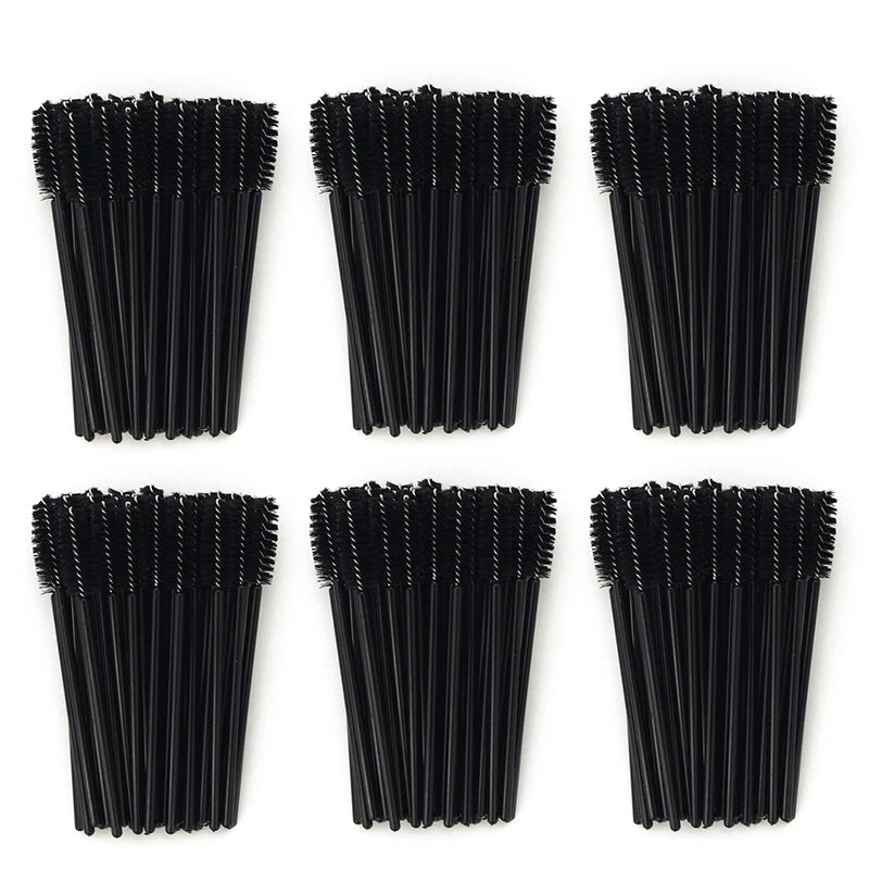 50Pcs Disposable Eyelash & Eyebrow Brushes – Soft Crystal Head Mascara Wands