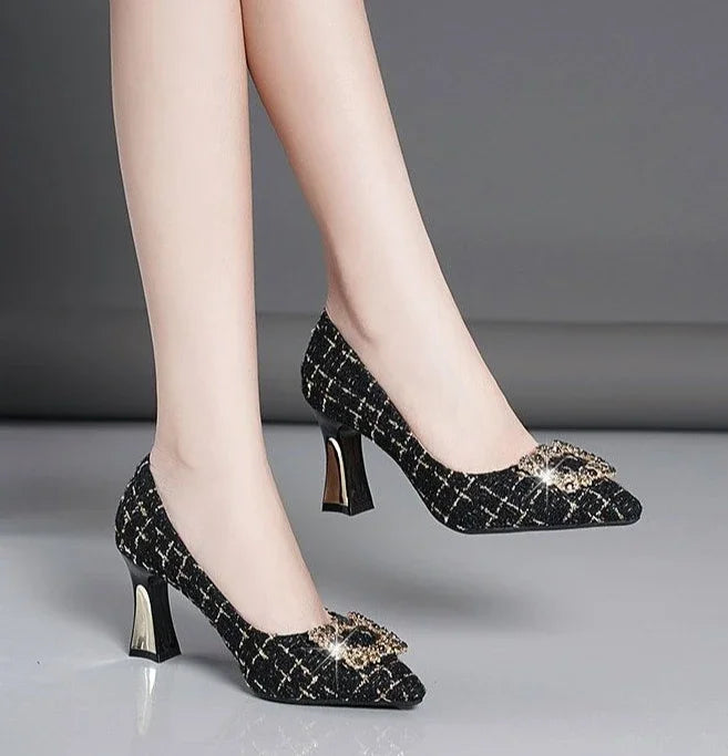 RBB Diamond Rhinestone High Heel Pumps – Women’s Formal Pointed Toe, Size 39