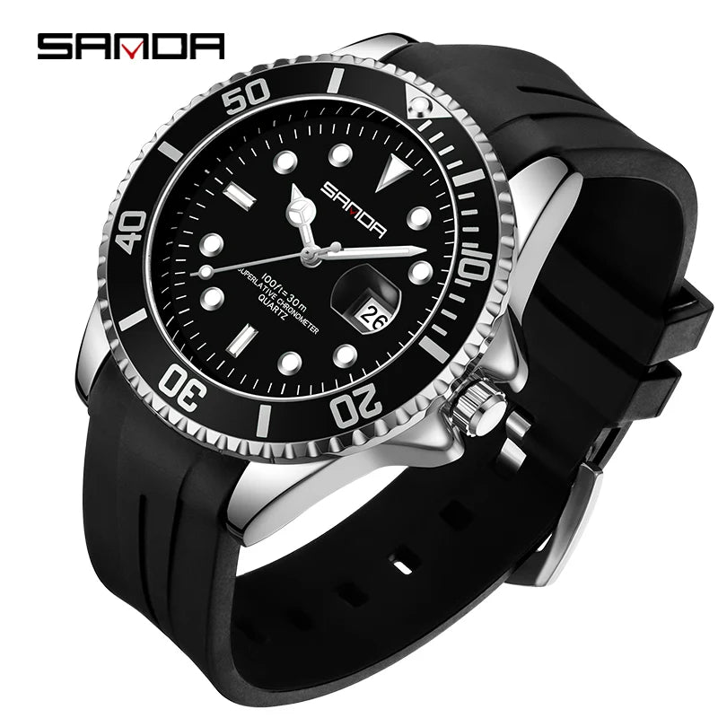 RBB Men's Waterproof Quartz Watch – Rotating Bezel & Luminous Dial