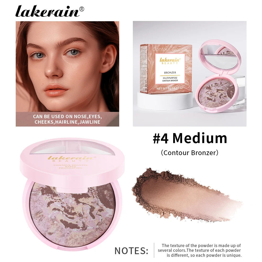 RBB Matte Face Foundation Bronzer Pressed Powder Compact – Long-Lasting, Oil Control, Translucent Loose Setting Powder