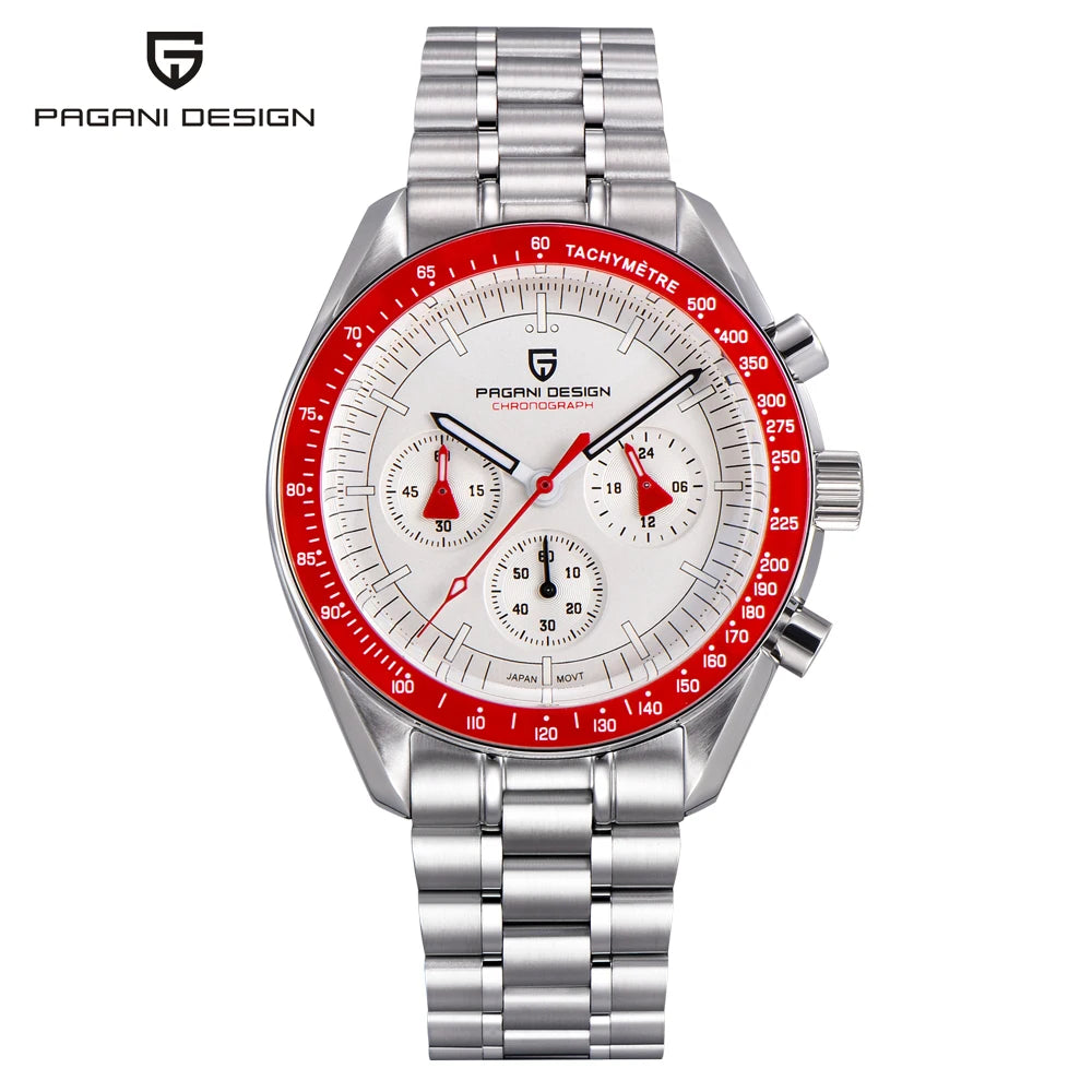 RBB 2025 DESIGN V5 Moon Men's Luxury Quartz Chronograph Watch – Waterproof Sport Stainless Steel Timepiece