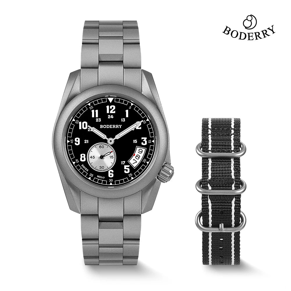 RBB Voyager 38 Titanium Field Quartz Watch – 100M Waterproof, Military Sport, Luminous Business Wristwatch