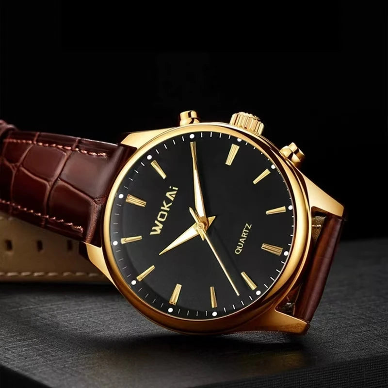 RBB Men’s Business Quartz Watch – High-Quality Leather Belt, Retro Classic Design, Waterproof