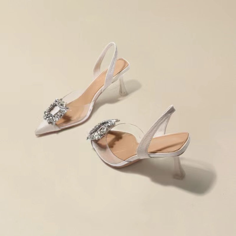 RBB Spring & Autumn Crystal Transparent Pointed Toe Women’s High Heels