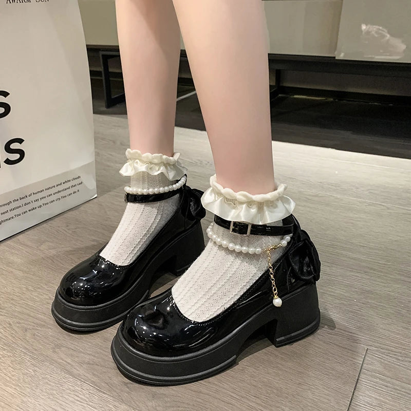 RBB Pearl Buckle Mary Jane High Heels for Women – Elegant Business & Banquet Shoes for Spring/Summer Skirt Outfits