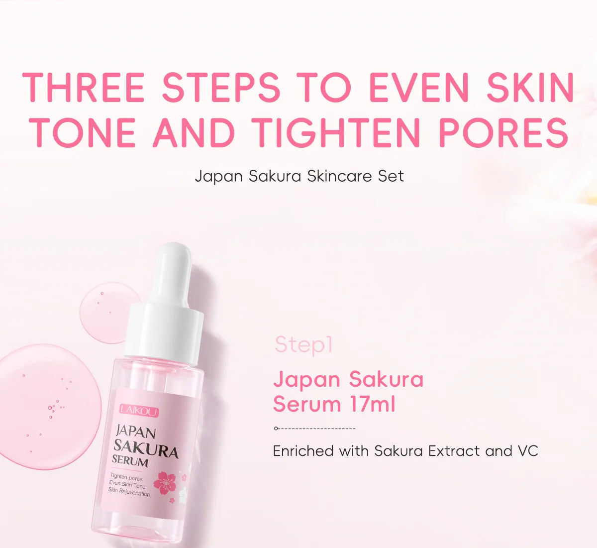 3-Piece Sakura Skincare Set – Cream, Serum & Eye Cream for Daily Moisturizing