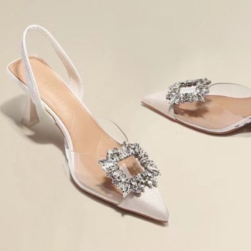 RBB Spring & Autumn Crystal Transparent Pointed Toe Women’s High Heels