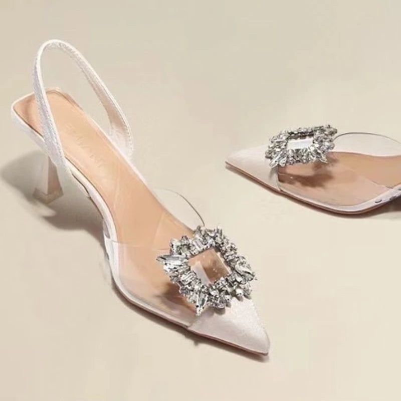 RBB Spring & Autumn Crystal Transparent Pointed Toe Women’s High Heels