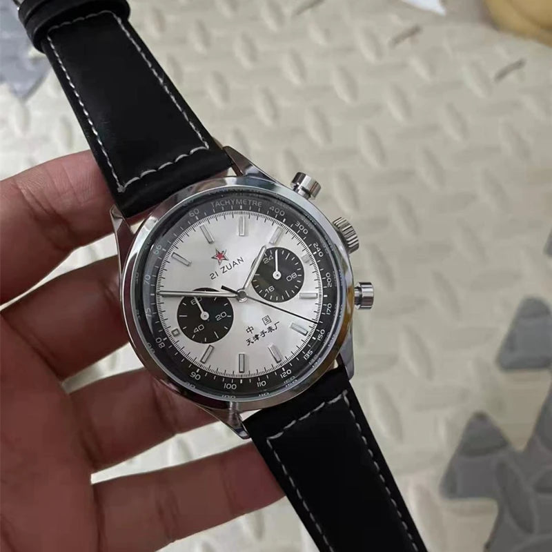 RBB Men's 42mm Pilot Chronograph Quartz Watch – Panda Dial, Military Luminous Vintage Style