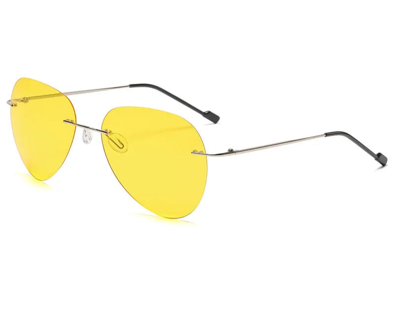 RBB Rimless Polarized Photochromic Sunglasses | Ultra-Light Titanium Driving Glasses for Men – Day & Night Vision