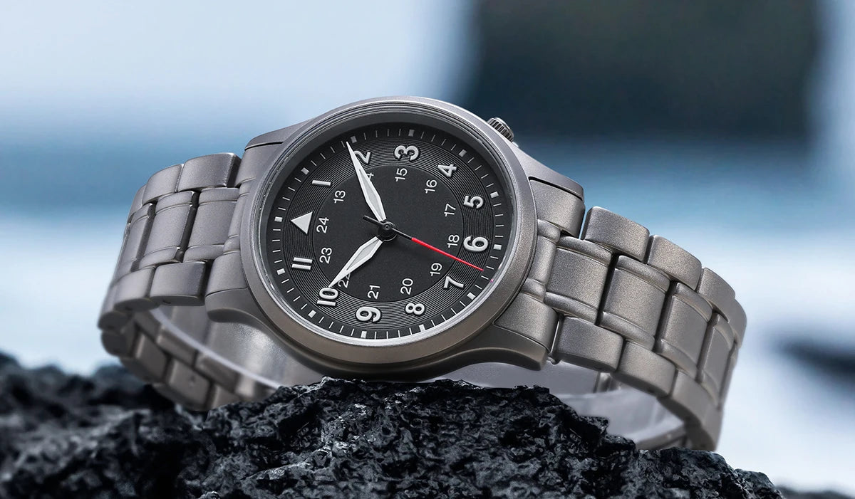 RBB Full Titanium Pilot Men's Watch – VH31 Quartz, Sapphire Glass, Super Luminous, Lightweight Sport Wristwatch