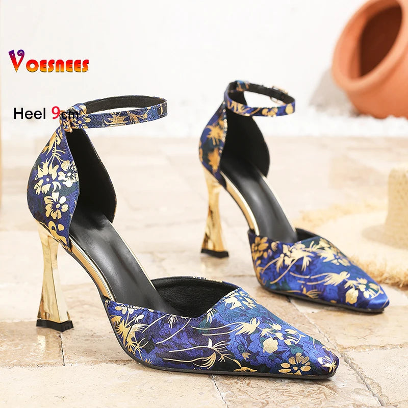 RBB Women Pumps Designer 2025 | New Side-Open Buckle Strap High Heels | Plus Size up to 46 | High-Quality Satin Square Toe Party Shoes for Ladies