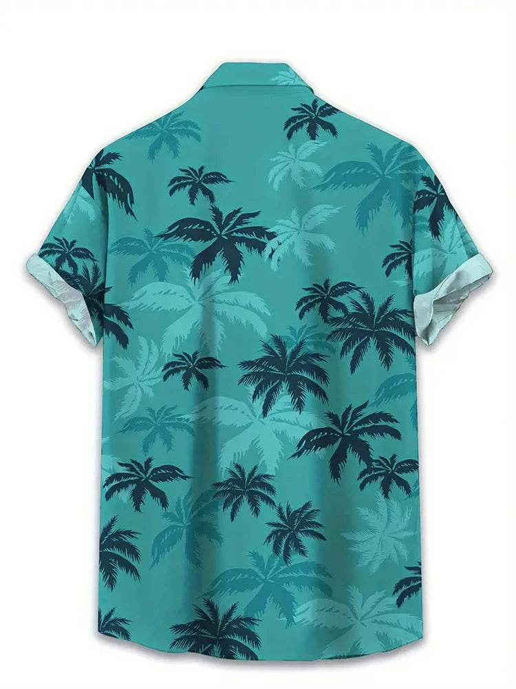 RBB Summer 2025 Men’s Hawaiian Shirt – 3D Animal & Plant Print, Short Sleeve, Beach Style, Plus Size up to 5XL