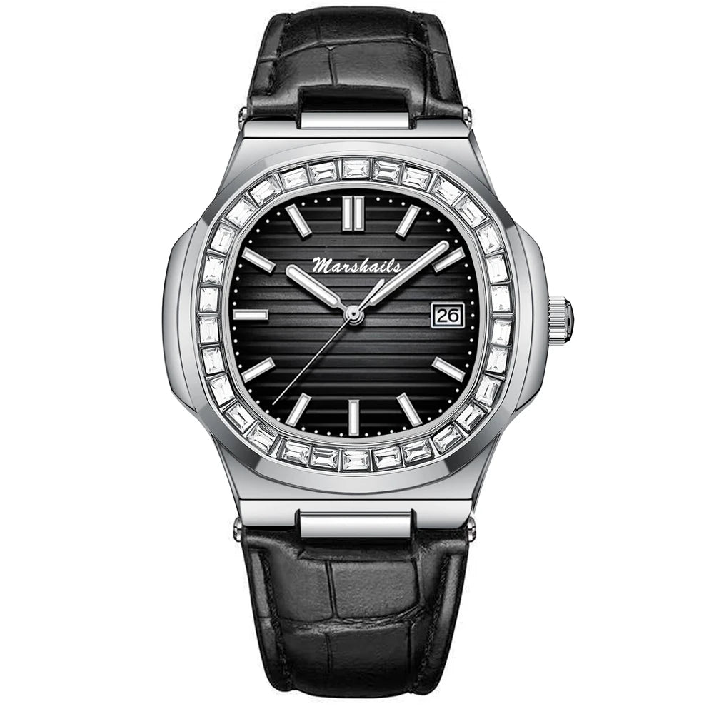 RBB Men's Luxury Business Sports Watch 2024 – Shell Hollow Design Quartz Steel Wristwatch