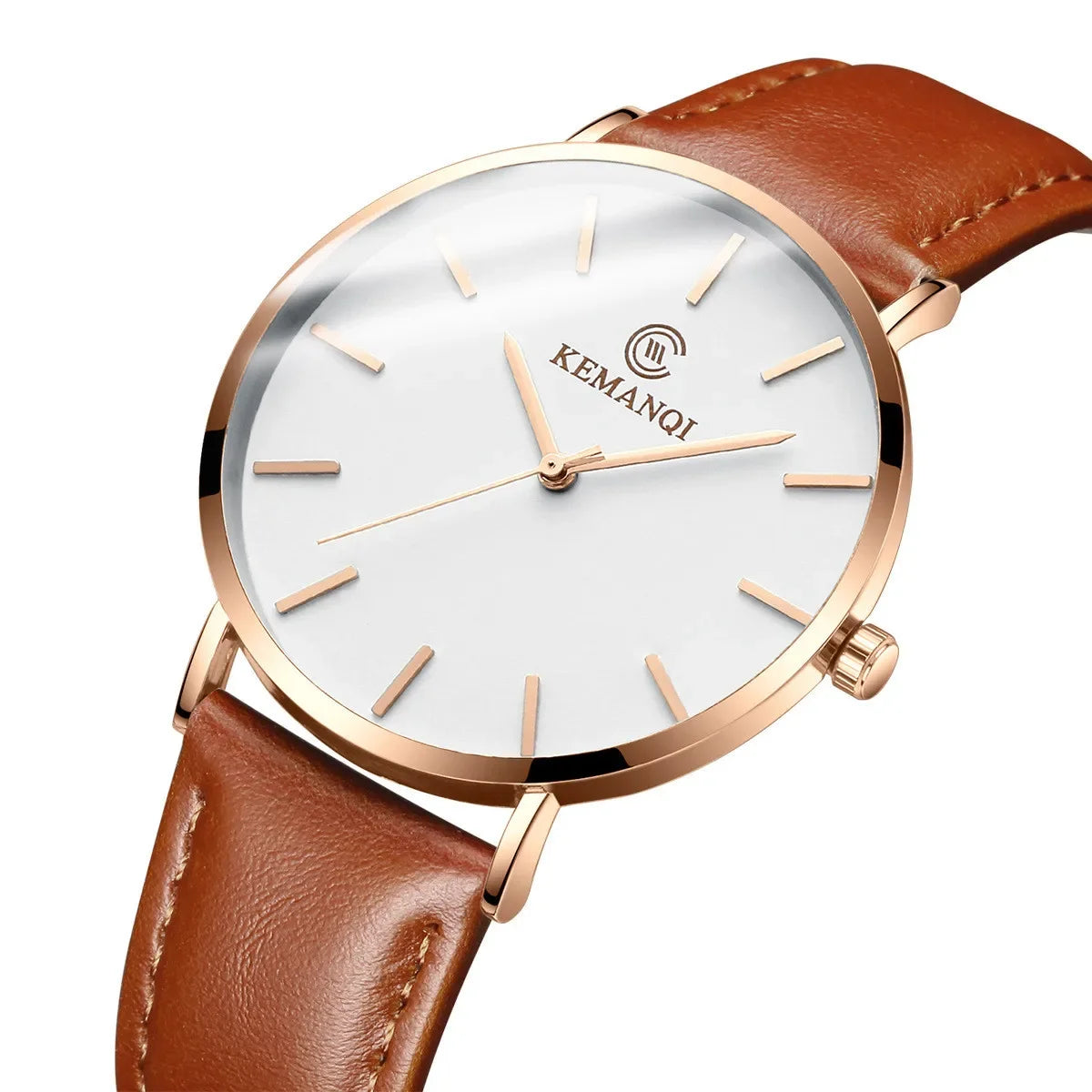 RBB Ultra-Thin Men's Quartz Watch – Minimalist Design, Leather Strap, Business Casual Style