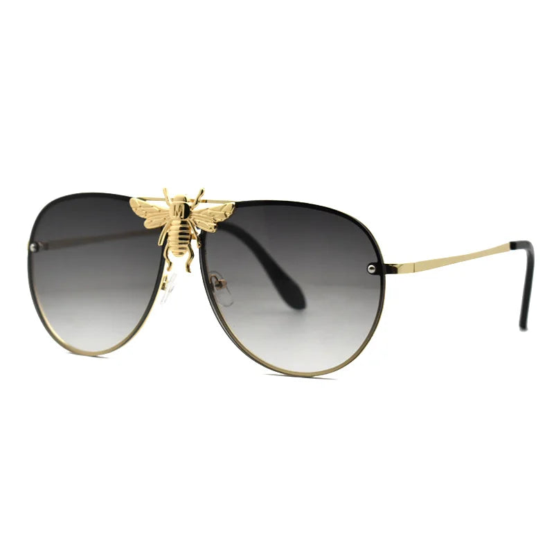 RBB Luxury Classic Bee Vintage Pilot Sunglasses — Stylish retro design with gradient, anti-reflective lenses. Unisex and UV400 protected for everyday wear.