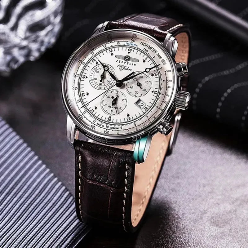 RBB Men's Luxury Quartz Watch – Leather Strap, Retro Airship-Inspired Design