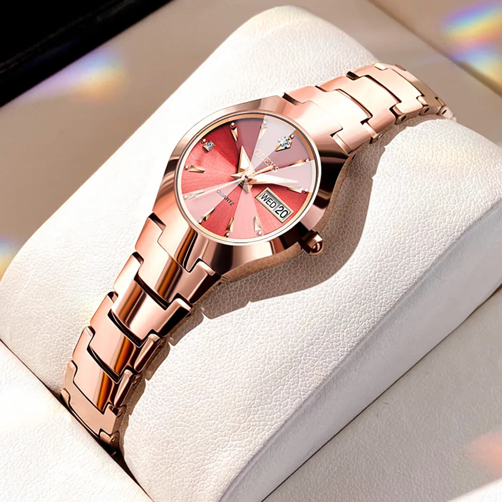 RBB Men’s Luxury Quartz Watch – Tungsten Steel Case & Strap, Luminous, Date & Week Display, Waterproof