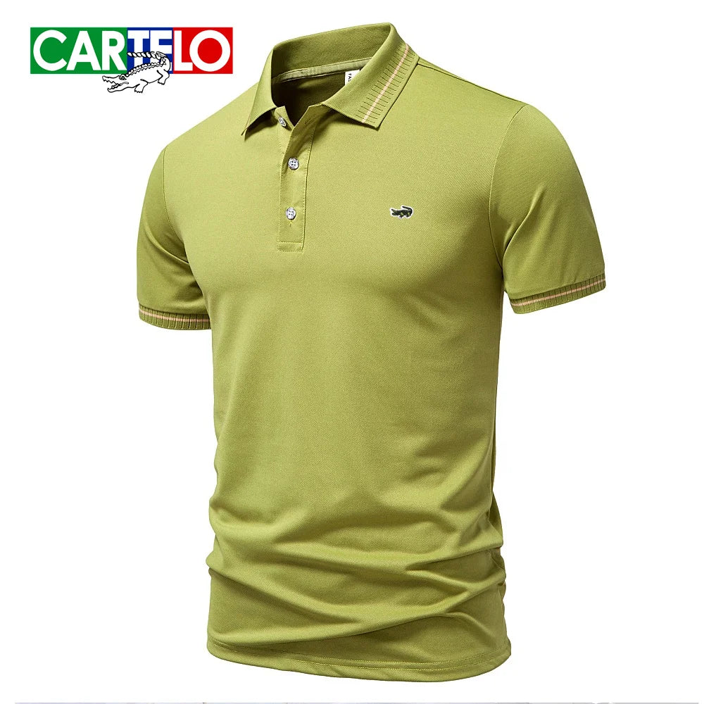 RBB Embroidered Polo Shirt – Men's Summer Casual Micro-Elastic Short Sleeve Top (Button Collar, Plus Size)