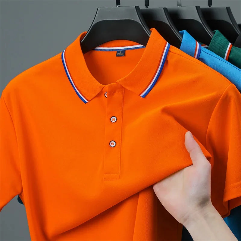 RBB 2025 Men’s Casual Solid Color Polo Shirt – Short Sleeve, Summer Fashionable & Comfortable Versatile Top