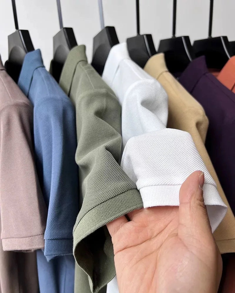 RBB 2025 Men’s Luxury Polo Shirt – Exquisite Horse Print, Short Sleeve, High-End Designer Summer Menswear