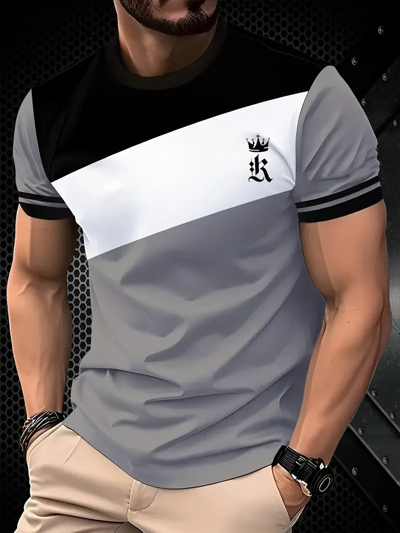 RBB Summer Men's Oversized Stripe Print T-Shirt – Casual Loose Fit, Short Sleeve Round Neck Streetwear Top