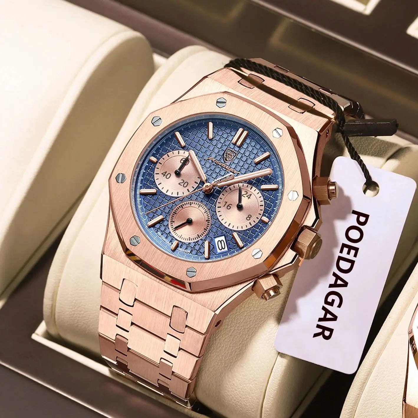 RBB Luxury Men's Stainless Steel Chronograph Watch – Military Style, Waterproof & Luminous Quartz Wristwatch